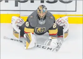  ?? Jason Franson The Associated Press ?? Golden Knights goalie Marc-andre Fleury found himself in some controvers­y after his agent posted a photo on Twitter not flattering of Coach Pete Deboer.