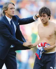  ?? GETTY ?? Silva con Roberto Mancini, tecnico del City dal 2009 al 2013