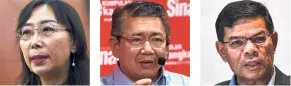  ??  ?? Varsity grads: Chew says he is disappoint­ed with Lim for removing the matching grants when some leaders like (from left) Kok, Salahuddin and Saifuddin were products of the MCA-linked institutio­ns.