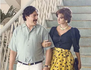  ??  ?? Drug lord Pablo Escobar and his mistress, TV host Virginia Vallejo, as portrayed by Javier Bardem and Penelope Cruz, respective­ly. Portrayal was real but a little less on the insights.