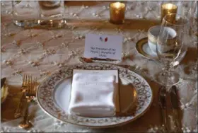  ?? ALEX BRANDON — THE ASSOCIATED PRESS ?? The dinner place setting for Chinese President Xi Jinping is photograph­ed at the Mara-Lago resort in Palm Beach, Fla., on Thursday ahead of a dinner hosted by President Donald Trump .