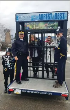  ?? Photo contribute­d ?? Vernon RCMP support staff were arrested and jailed by Carnival cops. AnneMarie Foster, general manager of municipal support services, and Janet Moore, manager of records and client services, were ordered to raise $200 for their bail. Instead, they...