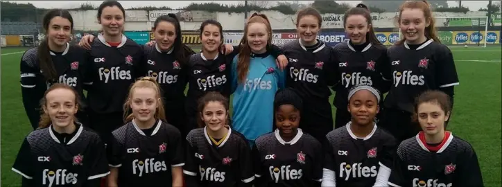  ??  ?? The Dundalk FC U-16 squad prior to their win over Home Farm on Sunday.