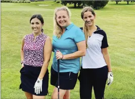  ?? ALISHA JERNACK VIA AP ?? This undated photo provided by Alisha Jernack shows Alisha Jernack, left, of Mazars USA LLP, Kristen Whelan of ADP and Kelly Killea, right, of Mazars USA LLP at Forsgate Country Club in Monroe Township, N.J.