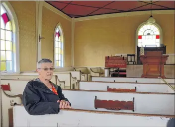  ?? LAWRENCE POWELL ?? Margaret Herdman, chairwoman of the Places of Worship Committee of Heritage Trust of Nova Scotia, dropped in to see the St. Croix Cove Baptist Church Sept. 28 as part of Doors Open for Churches.