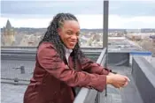  ?? AP PHOTO/GENE J. PUSKAR ?? U.S. Rep. Summer Lee, D-Pa., stands April 8 atop a building overlookin­g the East Liberty neighborho­od of Pittsburgh.