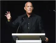  ?? (AP/Invision/Richard Shotwell) ?? Tom Hanks speaks Sept. 21 during a press conference for the opening of the Academy Museum of Motion Pictures.