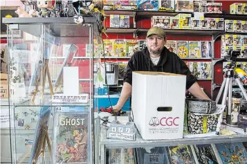  ?? ?? Keith Gillam of Freakshow Comics in Niagara Falls was robbed of $20,000 in merchandis­e Monday night.