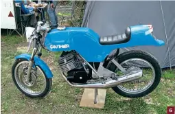  ??  ?? 6: Smart monoshock lightweigh­t, with a Sachs engine, has Gauthier on the one- piece tank
and seat unit.