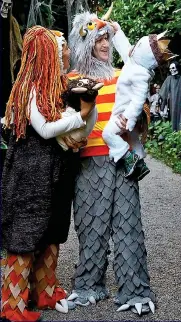  ??  ?? Wild: Zuckerberg and his wife and daughter in Where The Wild Things Are costumes