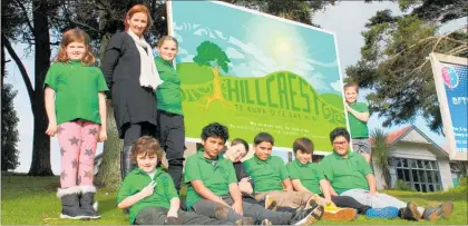  ??  ?? Hillcrest School whole school with principal Louise Ilton on June 20.