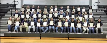  ?? / Contribute­d ?? Cedartown Middle NJHS members gathered for a ceremony in recent days.