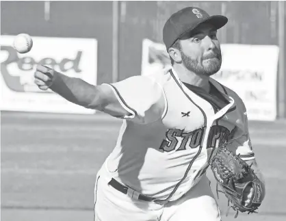  ?? JAMES TOY III, SONOMA
STOMPERS VIA AP ?? Stompers pitcher Sean Conroy announced that he was gay before he pitched a shutout last month during Pride Night in Sonoma, Calif.