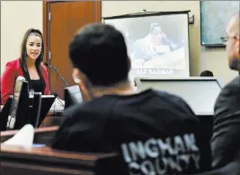  ?? Matthew Dae Smith The Associated Press ?? Former Olympian Aly Raisman confronts Larry Nassar in Circuit Judge Rosemarie Aquilina’s courtroom Friday during the fourth day of a sentencing hearing.