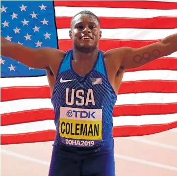  ??  ?? SPRINTER BANNED: Christian Coleman missed three drug tests in a year.