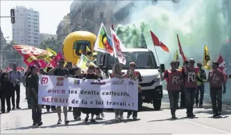  ?? (Photo doc. Patrick Blanchard) ?? Lors des précédente­s manifestat­ions contre la loi Travail, les syndicats affichaien­t un front uni.