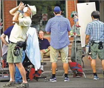  ?? Peter Hvizdak / Hearst Connecticu­t Media ?? New England Patriots coach Bill Belichick on Main Street in Branford Tuesday filming a commercial for Subway.