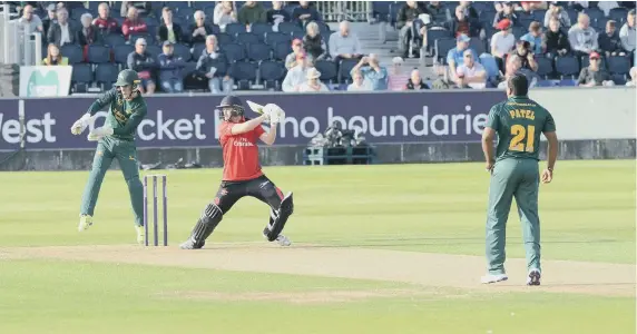  ??  ?? Cameron Steel hits out in last night’s heavy defeat to Notts Outlaws.