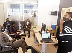  ?? FM — ?? Manica Post Editor Wendy Nyakurerwa-Matinde (right) addresses members of the Parliament­ary Portfolio Committee on Informatio­n, Media and Broadcasti­ng Services led by Mrs Sipho Ndlovu-Mokone (seated centre) during the tour of Manica Post and Diamond premises on Tuesday. Picture: Tinai Nyadzayo