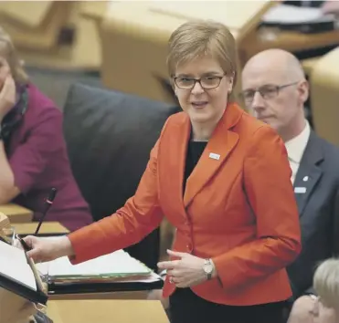  ?? PICTURE: JANE BARLOW/ PA ?? Nicola Sturgeon at First Minister’s Questions yesterday