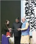  ?? PTI ?? Prime Minister Narendra Modi at the launch of mobile app 'BHIM' in New Delhi on Friday.