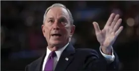  ?? CAROLYN KASTER — THE ASSOCIATED PRESS FILE ?? In this Wednesday file photo, former New York City Mayor Michael Bloomberg waves after speaking to delegates during the third day session of the Democratic National Convention in Philadelph­ia.