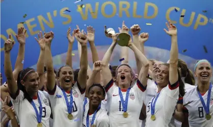  ??  ?? USA player Megan Rapinoe lifts the Women’s World Cup in 2019. The next tournament will be in 2023, hosted by Australia and New Zealand. Photograph: Alessandra Tarantino/AP