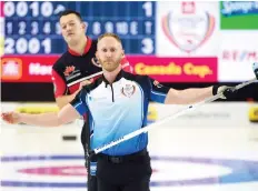  ?? MICHAEL BURNS/THE CANADIAN PRESS ?? Skip Brad Jacobs says the new timing system tested at the Canada Cup was “exhausting.”