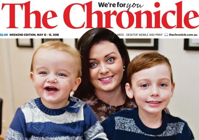  ?? Photo: Nev Madsen ?? BUSY MUM: Toowoomba business owner and mother Lauren Hope with her two sons Hunter, two, and Slater, five.