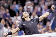  ?? AP/ADAM HUNGER ?? Rafael Nadal of Spain dropped the opening set against Juan Martin del Potro on Friday night, then swept the next three sets to advance to the U.S. Open men’s final in New York.