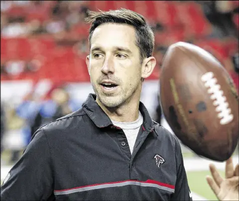  ?? JOHN BAZEMORE / ASSOCIATED PRESS ?? Falcons offensive coordinato­r Kyle Shanahan showed the Broncos’ front office what he could do when his offense took apart the vaunted Denver defense earlier this season.