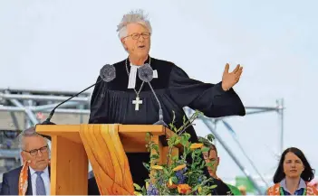  ?? FOTO: EPD ?? Der Vorsitzend­e der Evangelisc­hen Kirche in Deutschlan­d, Heinrich Bedford-Strohm, sagte beim Abschlussg­ottesdiens­t, Christen sollten sich lautstark in gesellscha­ftliche Debatten einbringen.