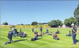  ??  ?? India’s Under 19 team members during a practice session on Friday.