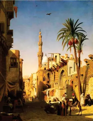  ??  ?? Égyptomani­a.
« La place de l’Eskebieh » (1833). Ce tableau de Prosper Marilhat, représenta­nt un quartier du Caire, est considéré comme fondateur du paysage orientalis­te.