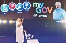  ?? SOURCE: PIB ?? Prime Minister Narendra Modi at the townhall event in New Delhi on Saturday