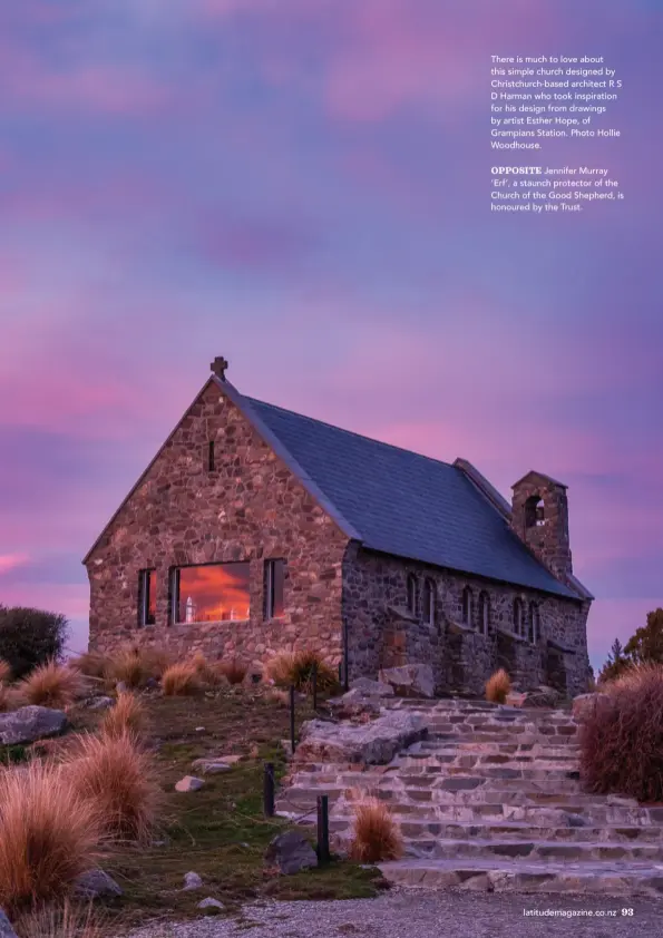  ??  ?? There is much to love about this simple church designed by Christchur­ch-based architect R S D Harman who took inspiratio­n for his design from drawings by artist Esther Hope, of Grampians Station. Photo Hollie Woodhouse.