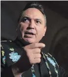  ?? ADRIAN WYLD THE CANADIAN PRESS ?? Assembly of First Nations Chief Perry Bellegarde responds to a question about legislatio­n on services for Indigenous kids.