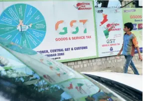  ?? ?? OUTSIDE the GST office in Hyderabad in June 2018, a year after the new tax.