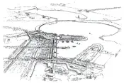  ??  ?? Colin Stewart’s sketches demonstrat­ed his vision for the Kingston Foreshore, for which his practice won a national competitio­n to design a masterplan in 1997.