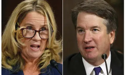  ?? ?? Christine Blasey Ford and Brett Kavanaugh testify before the Senate judiciary committee. Photograph: AP