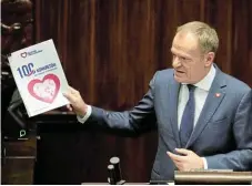  ?? /Reuters ?? Full mobilisati­on: Newly appointed Polish Prime Minister Donald Tusk presents his government's programme as he asks for a vote of confidence in parliament in Warsaw.
