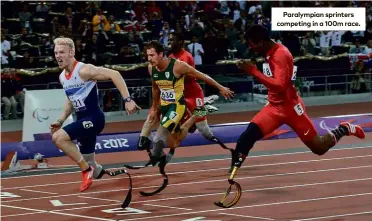  ??  ?? Paralympia­n sprinters competing in a 100m race.