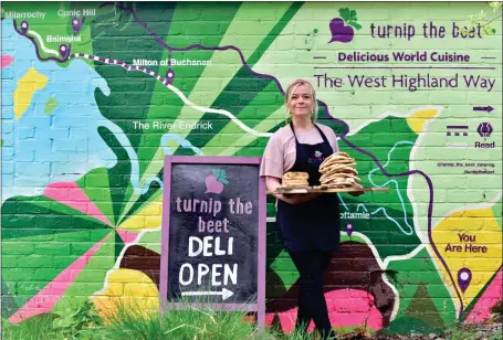  ??  ?? Forth Valley Food and Drink Network member Laura Burt, who runs Turnip the Beet in Killearn, Stirlingsh­ire, with some of her produce