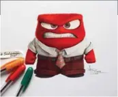  ??  ?? Anger from Disney/pixar's film 'Inside Out' in ballpoint (2015)