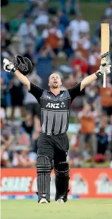  ?? GETTY IMAGES ?? Black Caps opener Colin Munro is making a habit of raising his bat in glory on the internatio­nal scene.