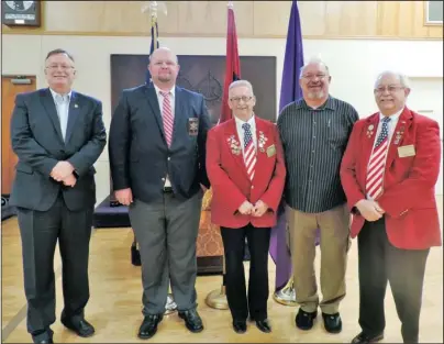  ?? Submitted photo ?? ELKS HONOR: From left, Garland County Sheriff Mike McCormick, Sgt. Joshua Cannon, Roy Frazier, Exalted Ruler Elks Lodge 380, Lou Pettiford, Elk member, and PER Herb Carey, Lodge Esquire, after Cannon was honored with the Enrique Camarena Award.