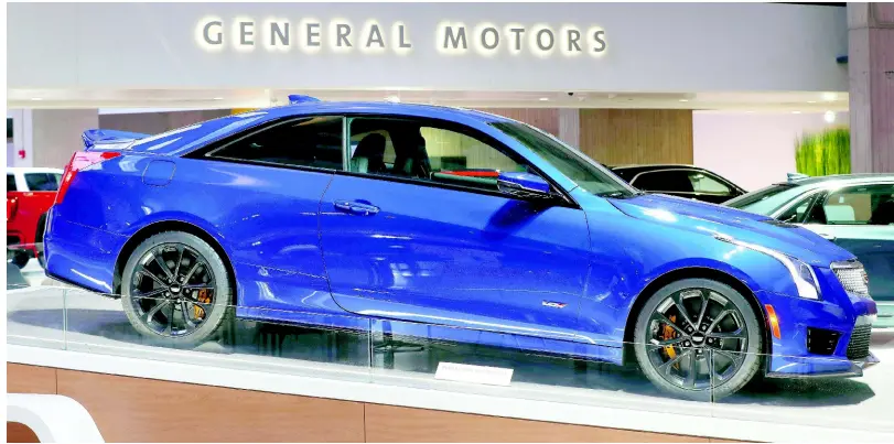  ??  ?? This January 16, 2019 photo shows a Cadillac ATS V in Detroit. General Motors Co reports financial results on Tuesday, April 30.