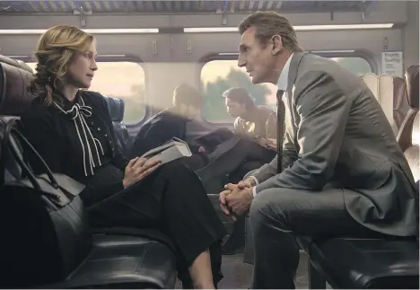  ?? LIONSGATE ?? Vera Farmiga and Liam Neeson star in The Commuter, a respectabl­e if wildly improbable transit thriller.