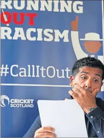  ?? ?? Former Scotl cricketer Maj talks about t abuse he suff while playing sport as he a the media at Court Hotel o Monday. It fo independen­t which found Scotland to b institutio­nally citing more t 448 example