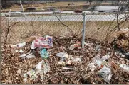  ?? ADAM CAIRNS / COLUMBUS DISPATCH ?? Trash lines the side of Interstate 71 in Columbus in what is a perennial issue as the weather warms and the snow melts.